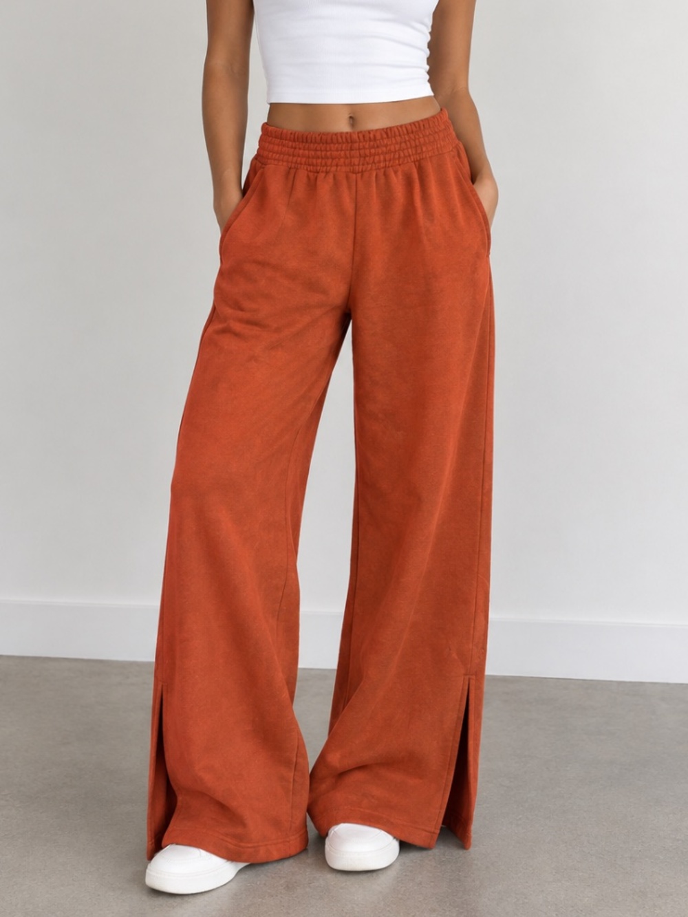 PACT Organic Cotton Blend Wide Leg Sweatpants Women’s Medium Orange